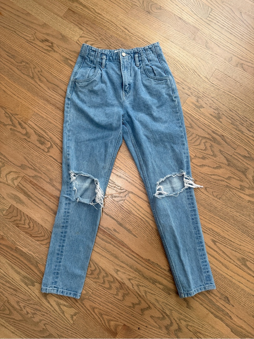 High-Rise Distressed Women’s Jeans in Light Blue